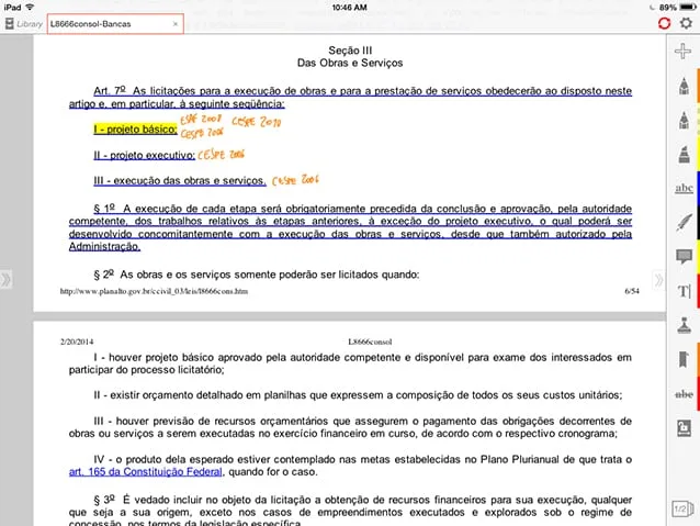 Exemplo da técnica dos feras com a Lei 8.666/1993