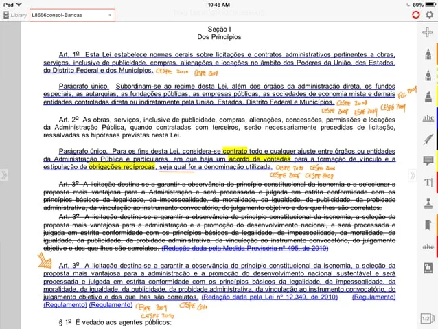 Exemplo da técnica dos feras com a Lei 8.666/1993