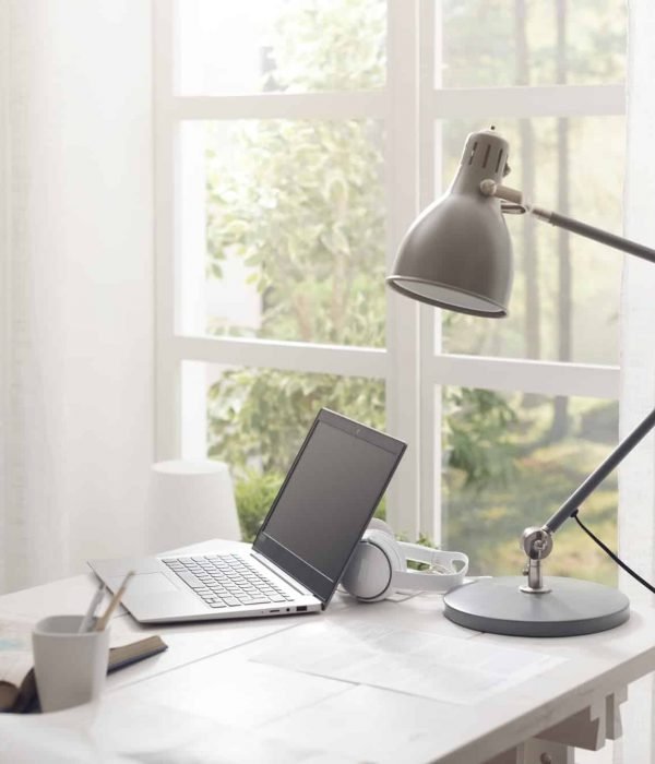 Student room with desk and computer